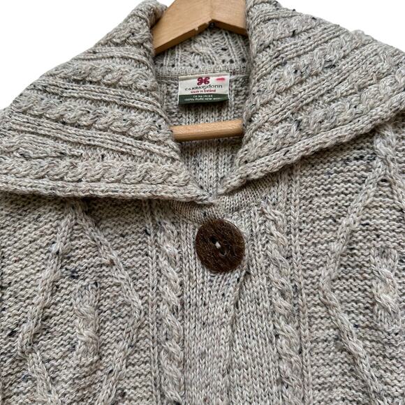 Carraig Donn Irish Wool Cable Knit Cardigan Sweater Coat M - Picture 6 of 6